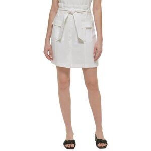 Calvin Klein Size 2 White Cargo Belted Pencil Skirt NWT